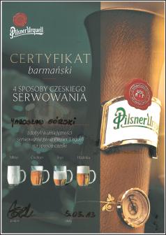 Certyfikat - Pilsner Urquell serwowanie